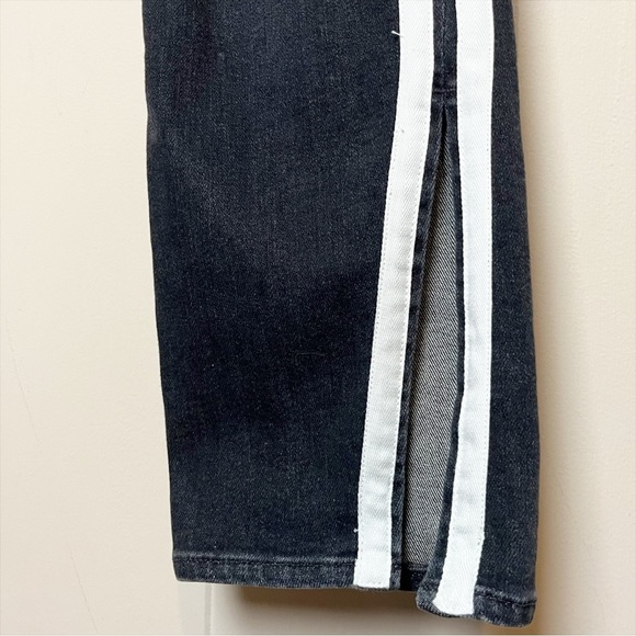 rag & bone Cate Mid Rise Flare Jeans 26 2 dark grey racing stripe split hem - Picture 4 of 15
